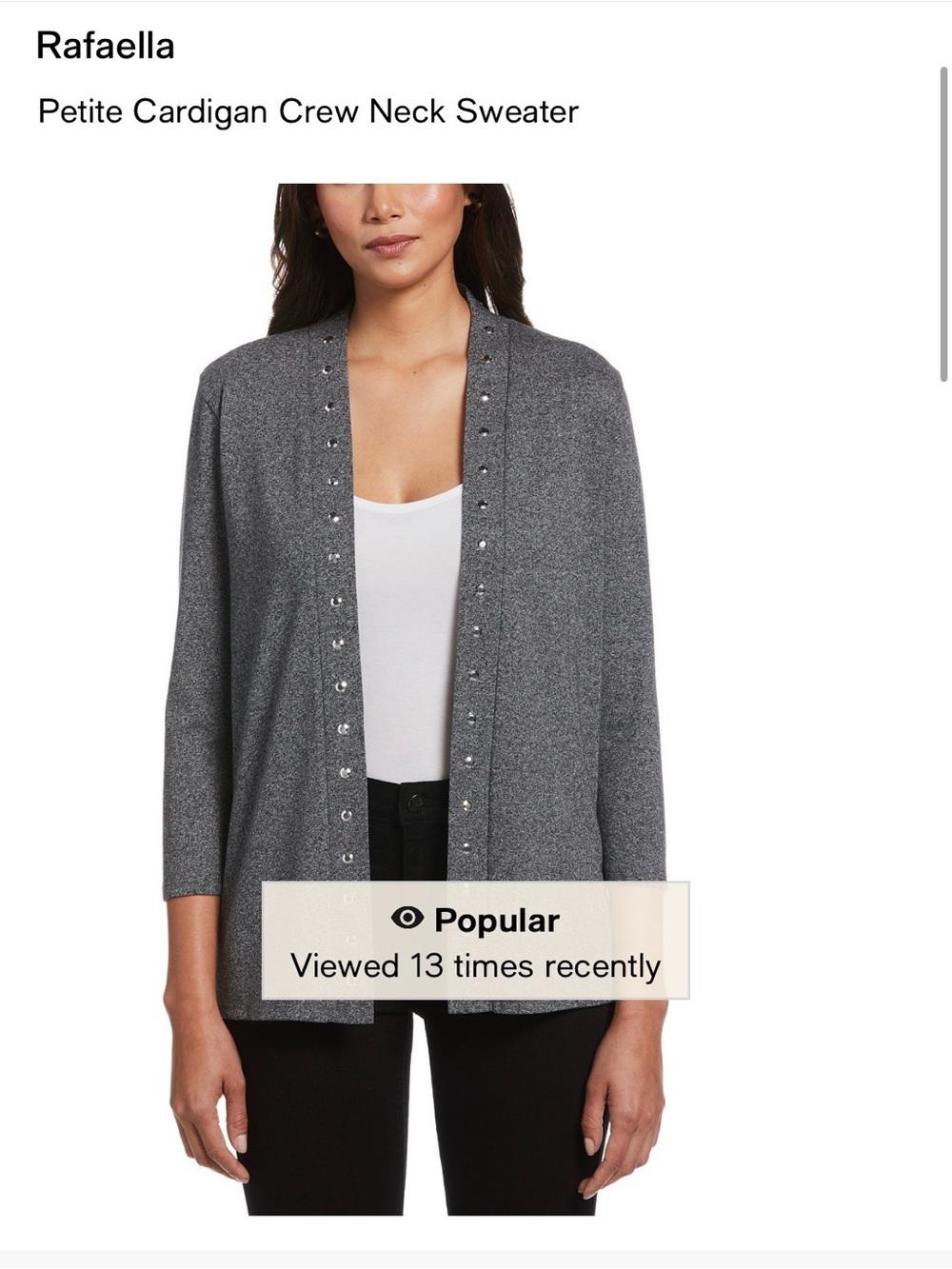 Rafaella Petite Cardigan Crew Neck Sweater